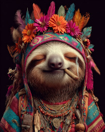 Young Hippy Sloth Smoking a Marijuana Joint