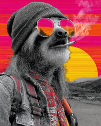 Vagabond Sloth Smoking a Marijuana Joint