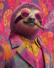 Psychedelic Sloth Smoking a Marijuana Joint