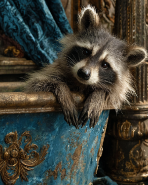 Impatient Raccoon Waiting for His Bath
