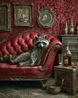 Lazy Raccoon in the Parlor