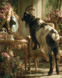 Goat Looking at Himself in a Mirror