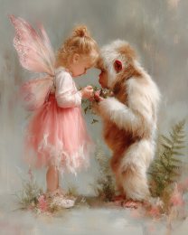 Curious Young Fairy and Young Sasquatch