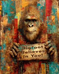 Grunge Bigfoot Believes in You Art Print
