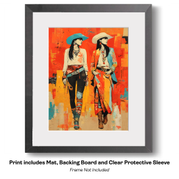 Two Cowgirls Eyeing the Herd Art Print