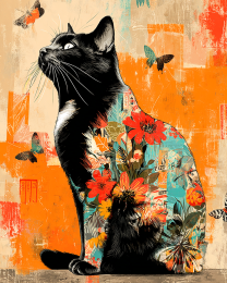 Floral Kitty with Butterflies