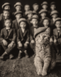 Cat Photobombs Early American Class Picture