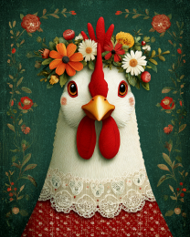 Scandinavian Chicken with Flower Crown #1