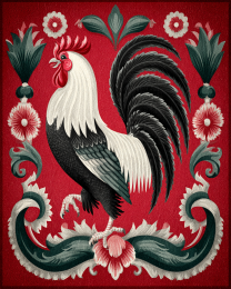 Red Folk Art Rooster Chicken
