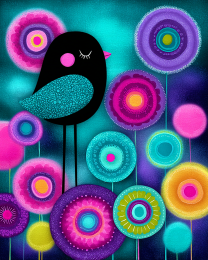 70's Pop Art Black Chicken Chick