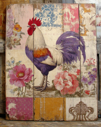 Vintage Chicken Painting on Old Door