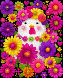 Bright Pop Art Floral Chicken