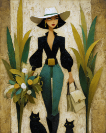 Catalina on a Sunday Stroll with Her Cats