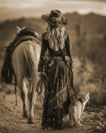 Tucson Talia with Her Horse and Cat