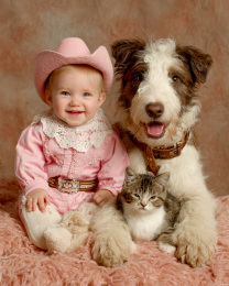Baby Courtney with Her Pets