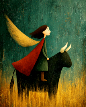 South Texas Terry Fairy Riding a Bull