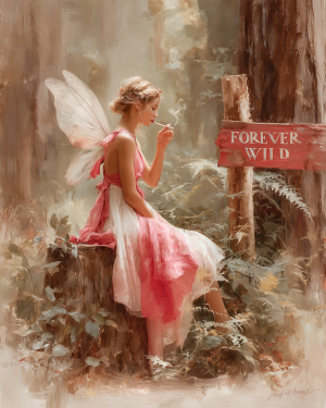 Fairies Forever Wild - Pink Fairy Smoking a Marijuana Joint