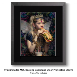 Fast Food Fairy Eating a Foot-Long Sub Art Print