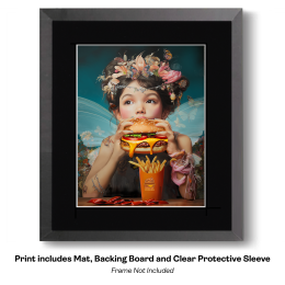 Fast Food Fairy Eating A Cheeseburger Art Print