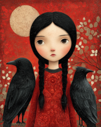 Young Freyja with Her Ravens