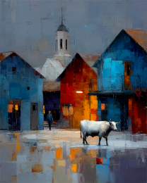 Bull Walks Through Town