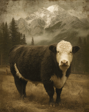 Antique Style White-Faced Cow