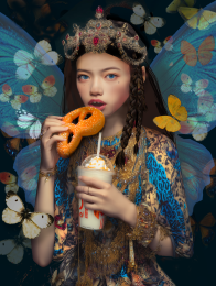 Fast Food Fairy Eating a Soft Pretzel Art Print