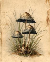 Vintage Naturalist Ink Cap Musrooms