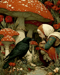 Young Woman Listening to Old Crow