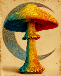 Mushroom and Crescent Moon