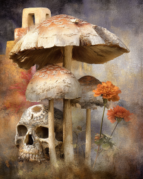 Adobe, Shrooms & Skull Still-Life