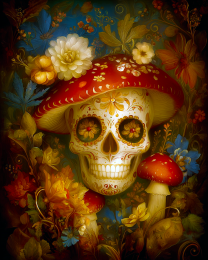 Amanita Skull Daisy Eye Stare Still-Life