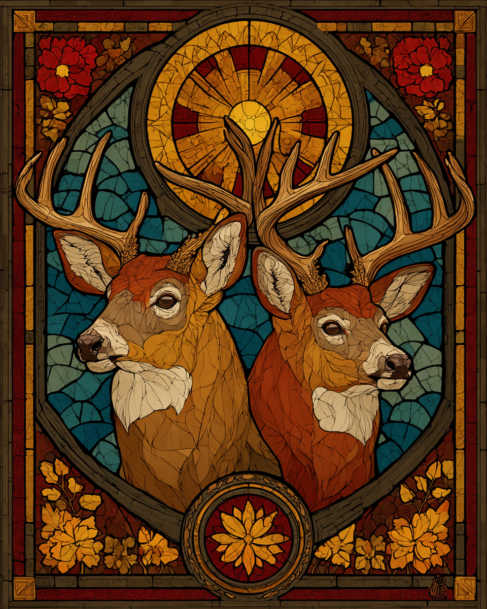 Nouveau Pair of Buck Deer