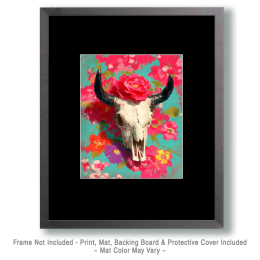 Steer Skull & Roses Art