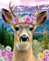 Young Buck Deer with Pink Flower Crown