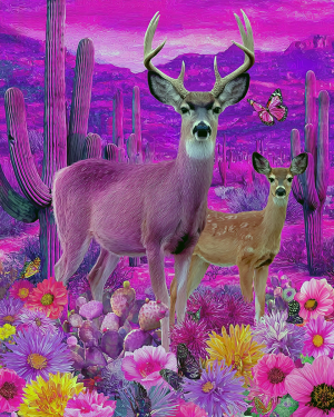 Surreal Deer in Desert