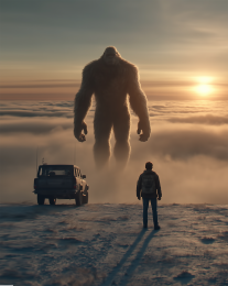 Bigfoot Arises from the Sea Art Print