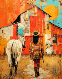 Cowgirl After a Long, Good Day Art Print