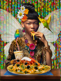 Fast Food Fairy Eating Nachos Art Print
