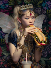 Fast Food Fairy Eating a Foot-Long Sub Art Print