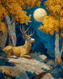 Art Nouveau Buck Deer Relaxing