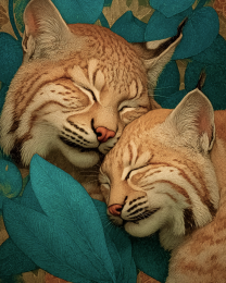Art Nouveau Bobcats in Love
