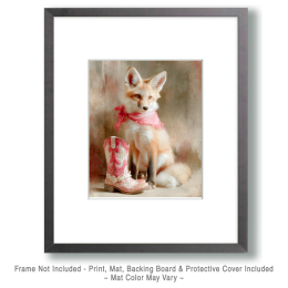 Pink Cowgirl Boot & Red Fox Art