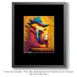 Red Fox with Morning Coffee Art