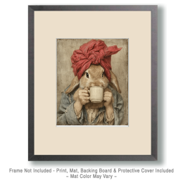 Irma the Rabbit with Morning Coffee Art