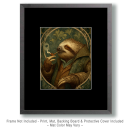 Art Nouveau Sloth Smoking a Marijuana Joint Art