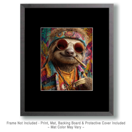 BOHO Sloth Smoking a Marijuana Joint Art