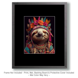 Young Hippy Sloth Smoking a Marijuana Joint Art