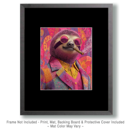 Psychedelic Sloth Smoking a Marijuana Joint Art