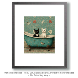B&W Kittens in a Bathtub Art